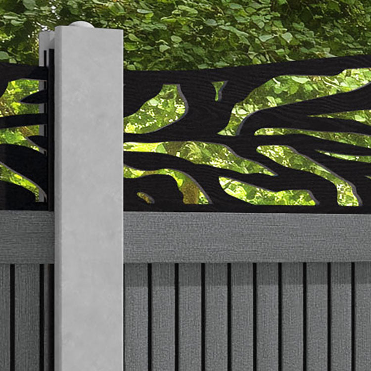 Virtis Malawi Curved Top Fence Panel - Mid Grey - for existing concrete posts