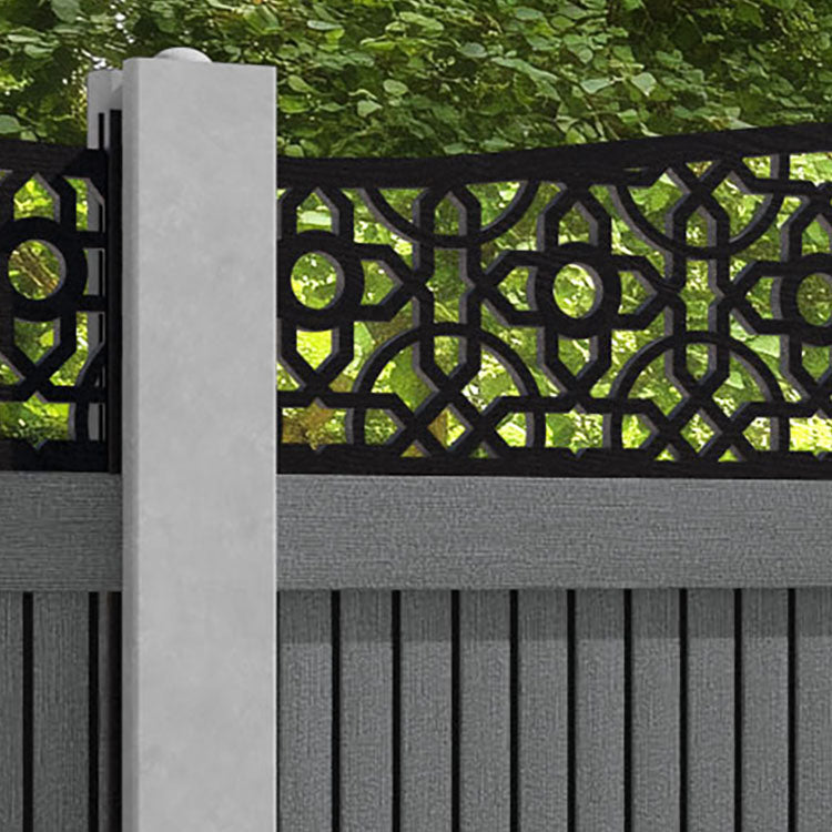 Virtis Nabila Curved Top Fence Panel - Mid Grey - for existing concrete posts