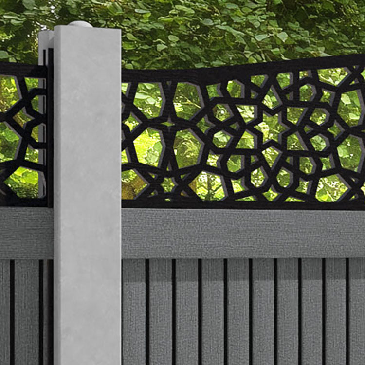 Virtis Nazira Curved Top Fence Panel - Mid Grey - for existing concrete posts