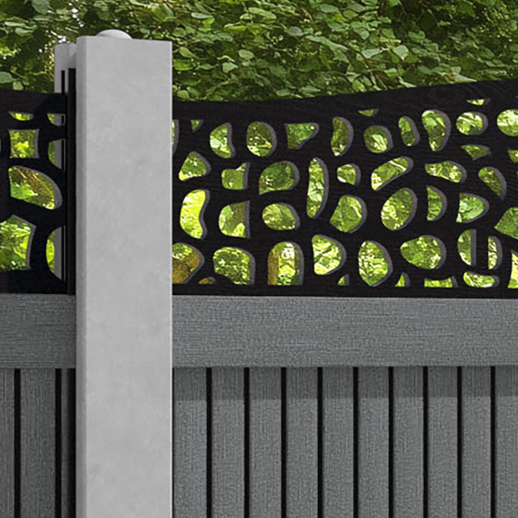 Virtis Pebble Curved Top Fence Panel - Mid Grey - for existing concrete posts