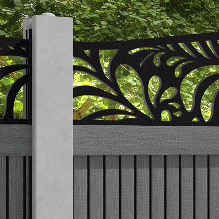 Virtis Petal Curved Top Fence Panel - Mid Grey - for existing concrete posts