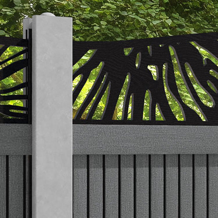 Virtis Poppy Curved Top Fence Panel - Mid Grey - for existing concrete posts