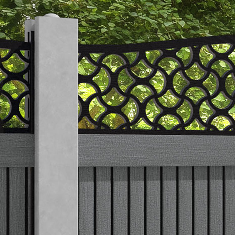 Virtis Vida Curved Top Fence Panel - Mid Grey - for existing concrete posts