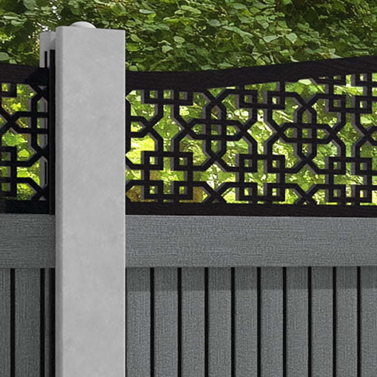 Virtis Zaria Curved Top Fence Panel - Mid Grey - for existing concrete posts