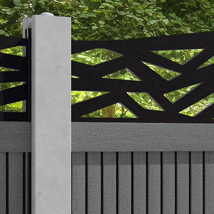 Virtis Zenith Curved Top Fence Panel - Mid Grey - for existing concrete posts