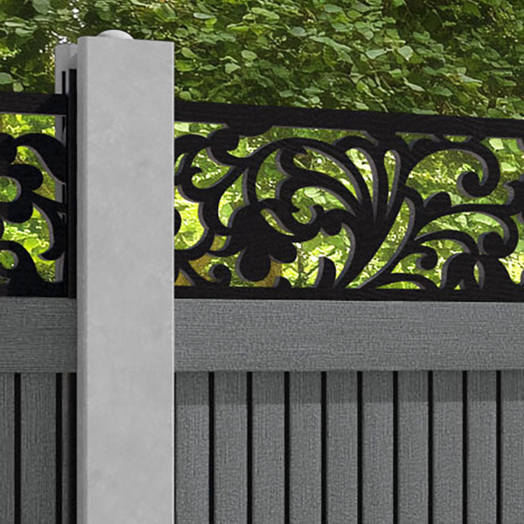 Virtis Eden Fence Panel - Mid Grey - for existing concrete posts