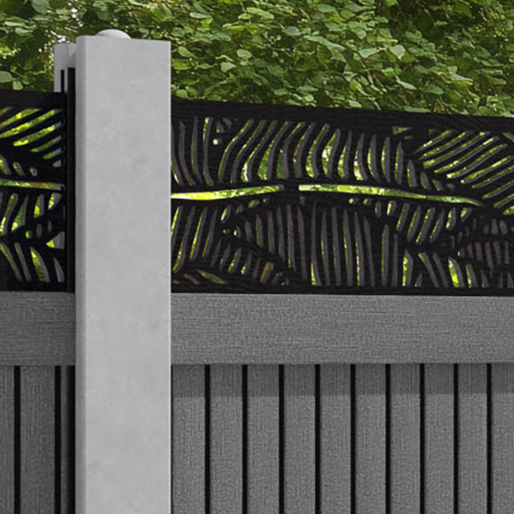 Virtis Feather Fence Panel - Mid Grey - for existing concrete posts