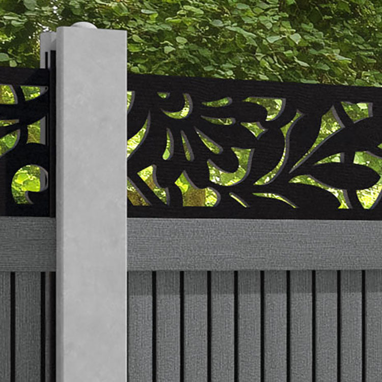 Virtis Heritage Fence Panel - Mid Grey - for existing concrete posts
