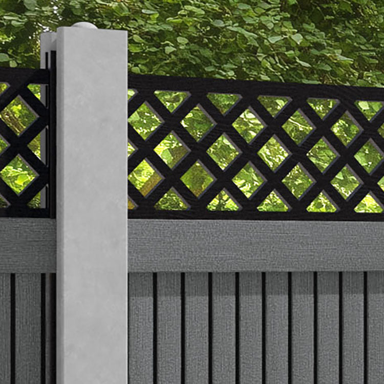 Virtis Hive Fence Panel - Mid Grey - for existing concrete posts
