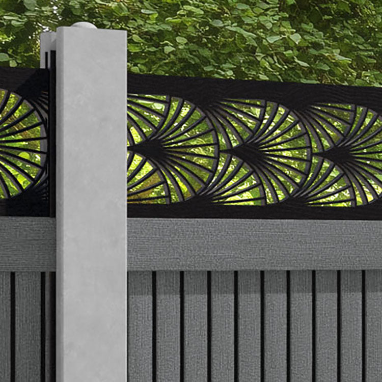 Virtis Laurel Fence Panel - Mid Grey - for existing concrete posts