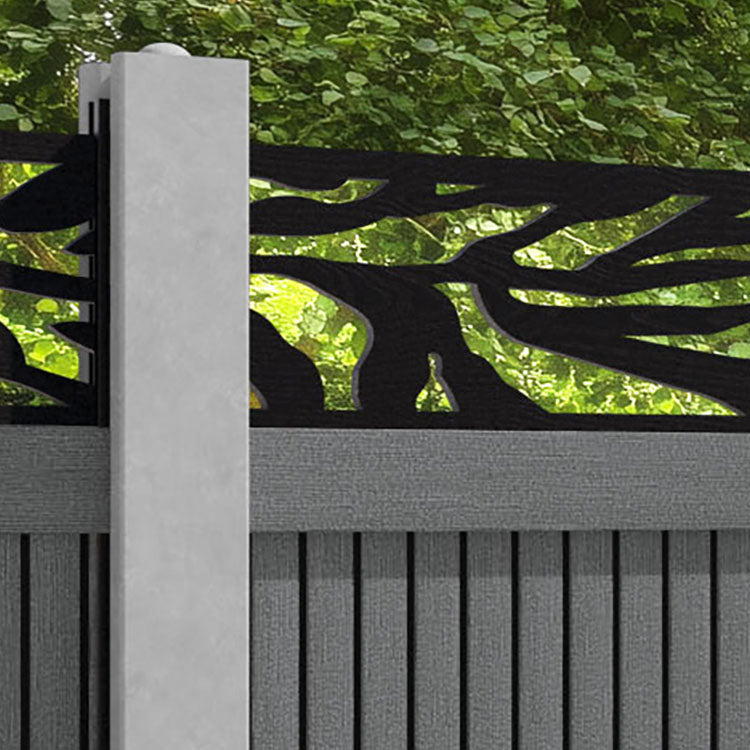 Virtis Malawi Fence Panel - Mid Grey - for existing concrete posts