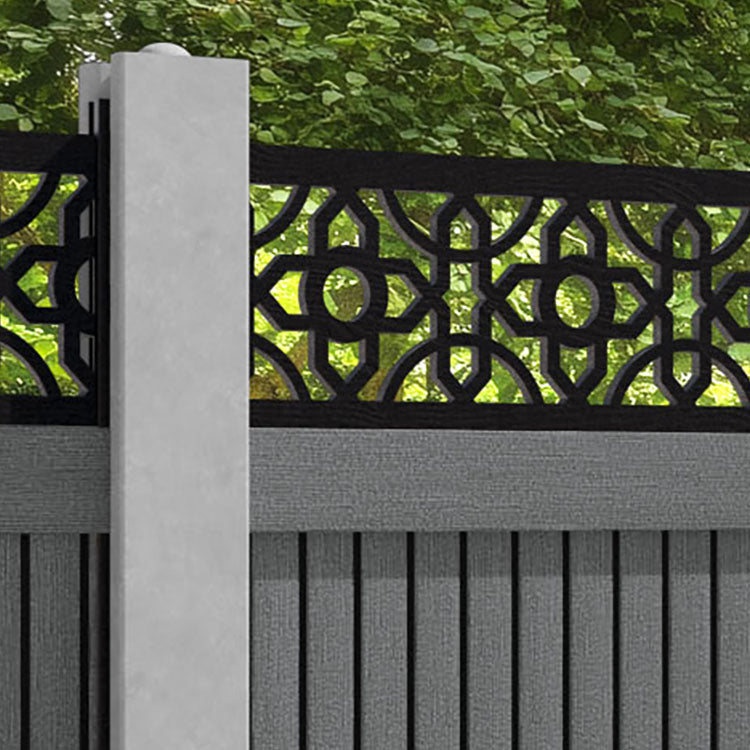 Virtis Nabila Fence Panel - Mid Grey - for existing concrete posts