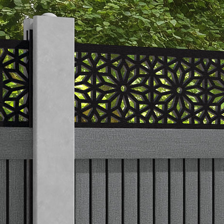Virtis Narwa Fence Panel - Mid Grey - for existing concrete posts