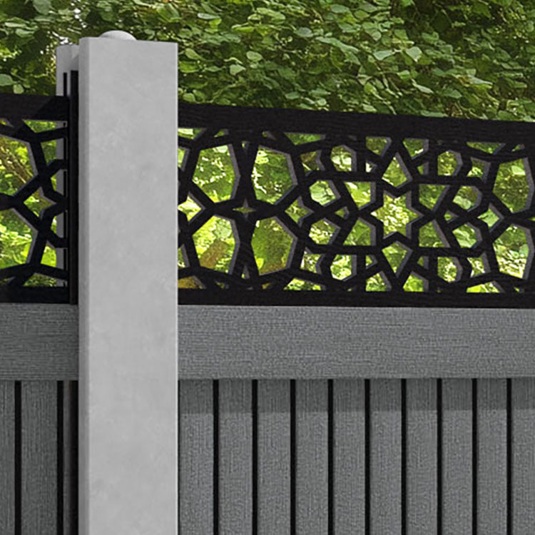 Virtis Nazira Fence Panel - Mid Grey - for existing concrete posts