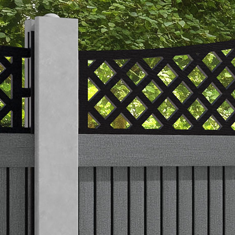 Virtis Oxford Curved Top Fence Panel - Mid Grey - for existing concrete posts
