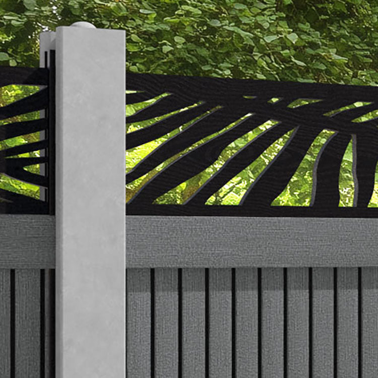 Virtis Palm Fence Panel - Mid Grey - for existing concrete posts