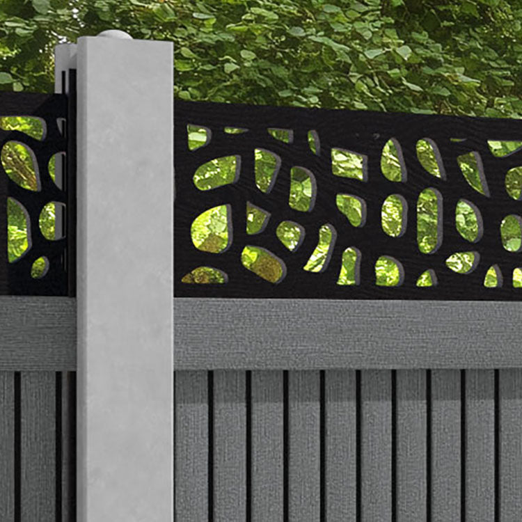 Virtis Pebble Fence Panel - Mid Grey - for existing concrete posts