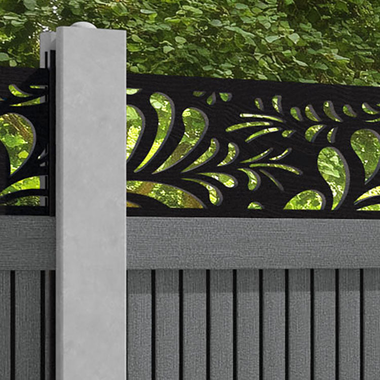 Virtis Petal Fence Panel - Mid Grey - for existing concrete posts