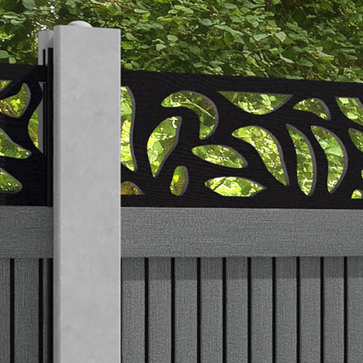 Virtis Plume Fence Panel - Mid Grey - for existing concrete posts