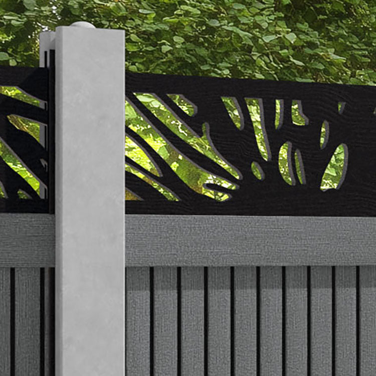 Virtis Poppy Fence Panel - Mid Grey - for existing concrete posts