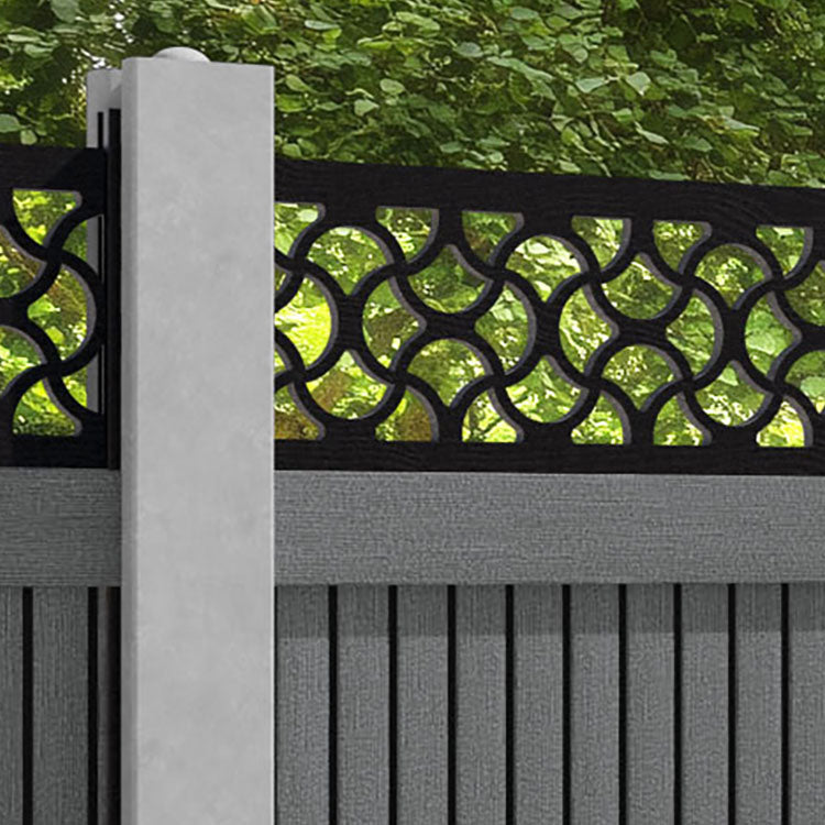 Virtis Vida Fence Panel - Mid Grey - for existing concrete posts