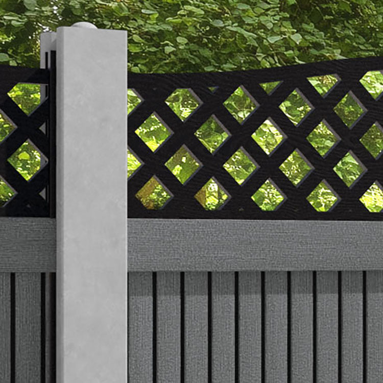 Virtis High Wave Fence Panel - Mid Grey - for existing concrete posts