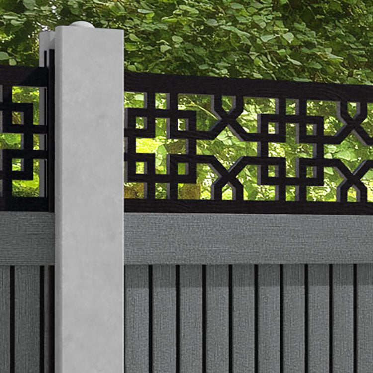 Virtis Zaria Fence Panel - Mid Grey - for existing concrete posts
