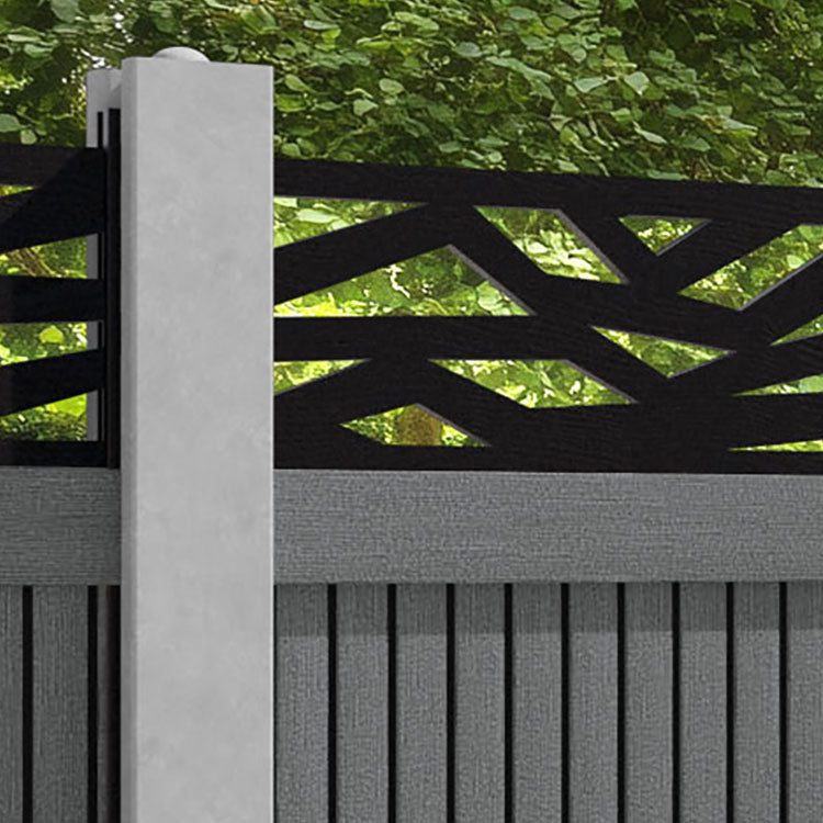 Virtis Zenith Fence Panel - Mid Grey - for existing concrete posts