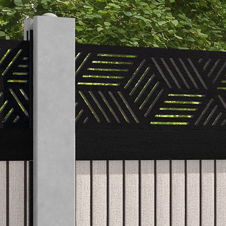 Virtis Cubed Fence Panel - Mid Stone - for existing concrete posts