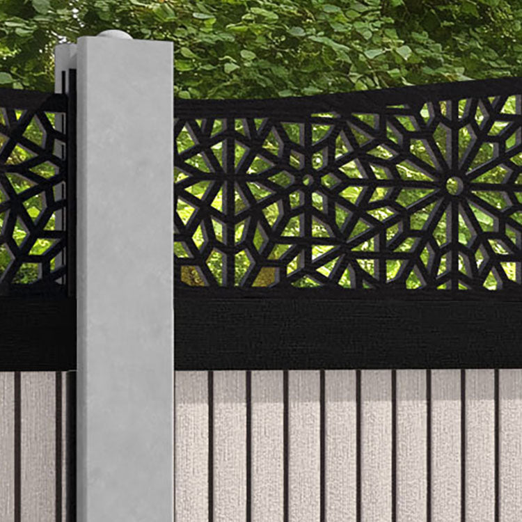Virtis Alnara Curved Top Fence Panel - Mid Stone - for existing concrete posts