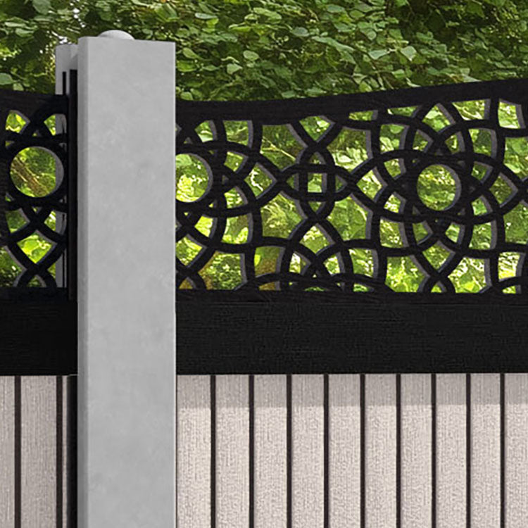 Virtis Ambar Curved Top Fence Panel - Mid Stone - for existing concrete posts