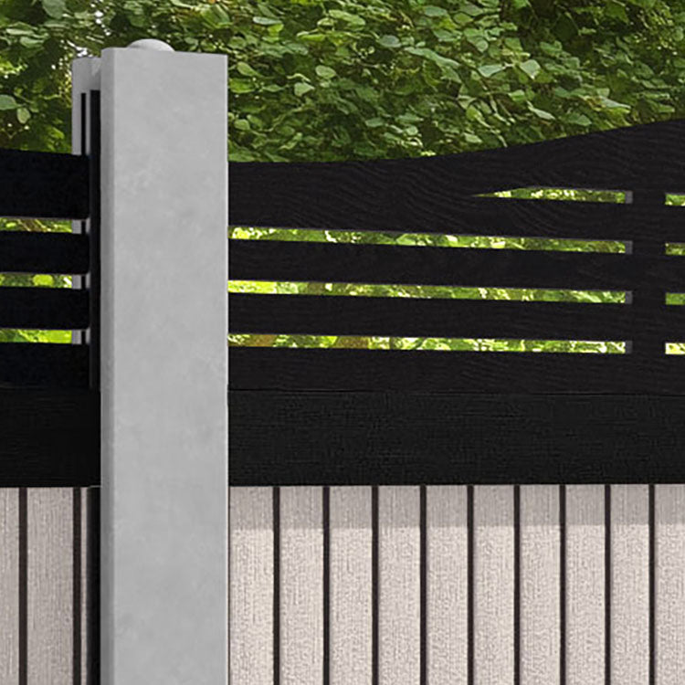 Virtis Aspen Curved Top Fence Panel - Mid Stone - for existing concrete posts