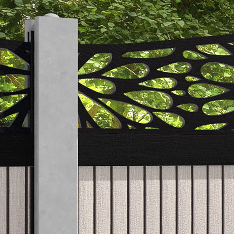 Virtis Blossom Curved Top Fence Panel - Mid Stone - for existing concrete posts