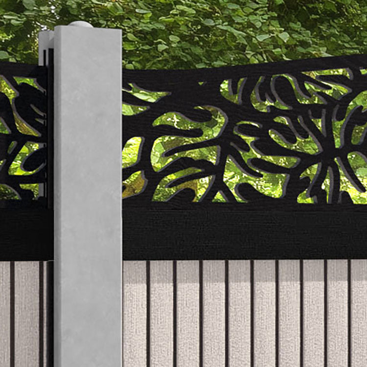 Virtis Botanic Curved Top Fence Panel - Mid Stone - for existing concrete posts