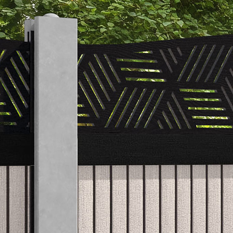 Virtis Cubed Curved Top Fence Panel - Mid Stone - for existing concrete posts