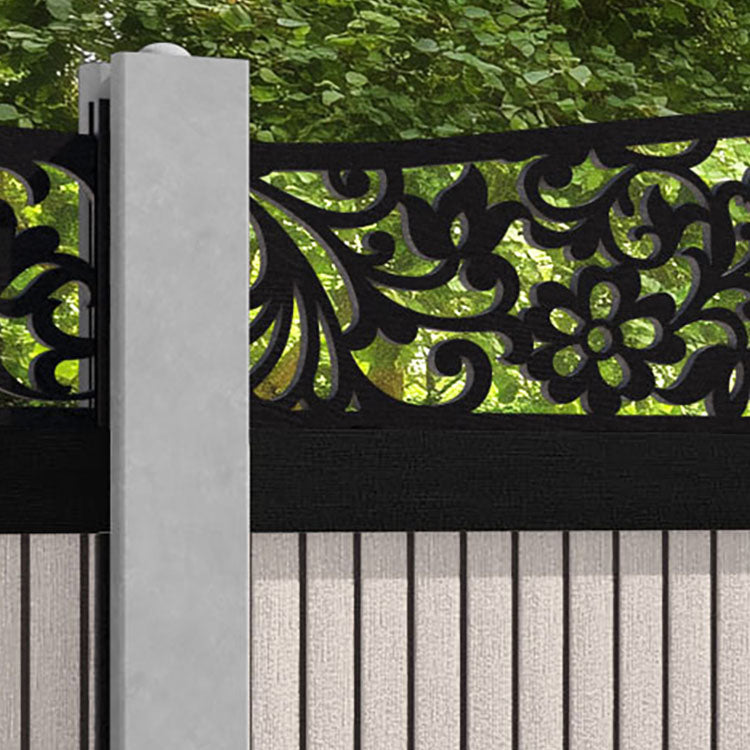 Virtis Eden Curved Top Fence Panel - Mid Stone - for existing concrete posts