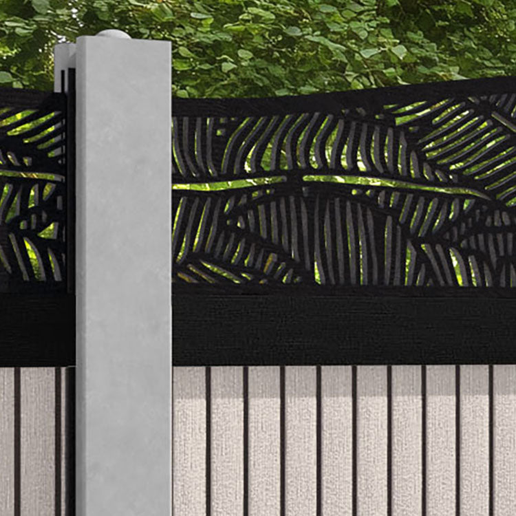 Virtis Feather Curved Top Fence Panel - Mid Stone - for existing concrete posts