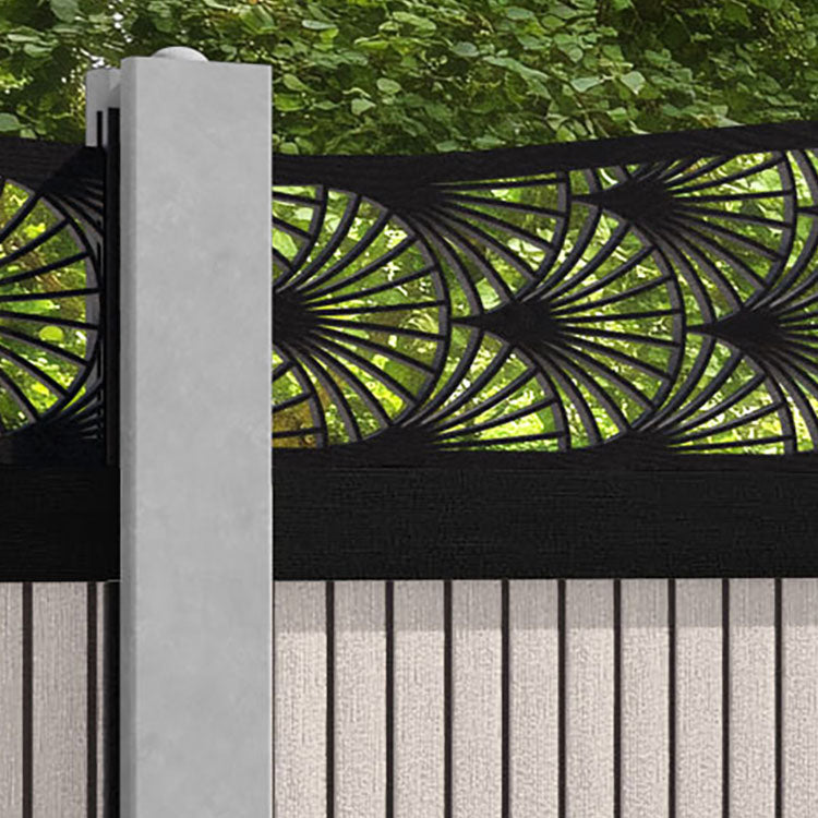 Virtis Laurel Curved Top Fence Panel - Mid Stone - for existing concrete posts