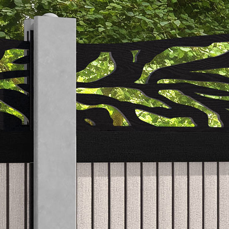 Virtis Malawi Curved Top Fence Panel - Mid Stone - for existing concrete posts