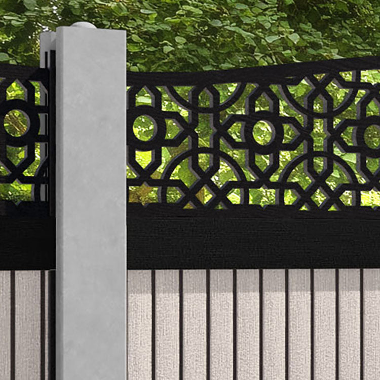 Virtis Nabila Curved Top Fence Panel - Mid Stone - for existing concrete posts