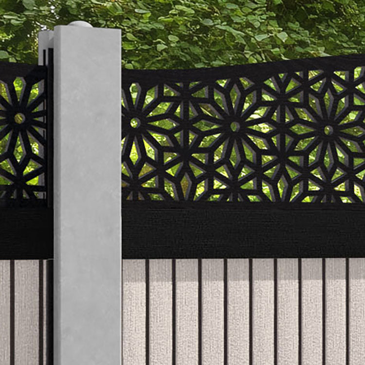 Virtis Narwa Curved Top Fence Panel - Mid Stone - for existing concrete posts