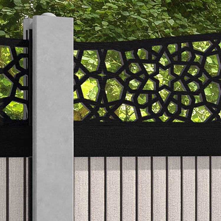 Virtis Nazira Curved Top Fence Panel - Mid Stone - for existing concrete posts