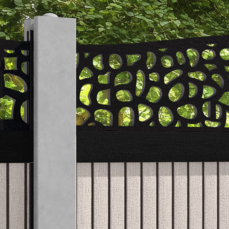 Virtis Pebble Curved Top Fence Panel - Mid Stone - for existing concrete posts