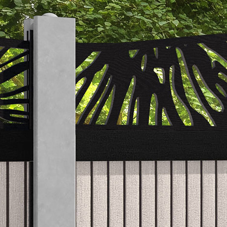 Virtis Poppy Curved Top Fence Panel - Mid Stone - for existing concrete posts