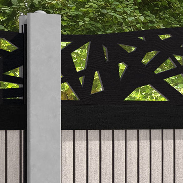 Virtis Prism Curved Top Fence Panel - Mid Stone - for existing concrete posts