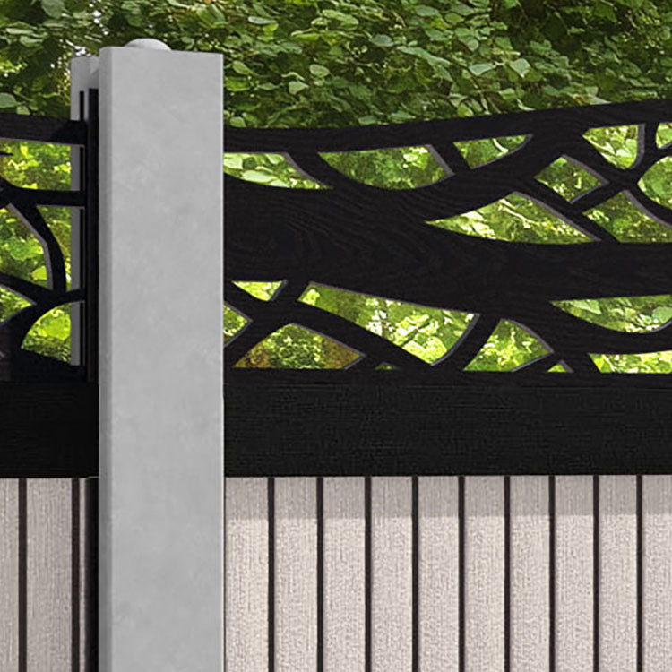 Virtis Twilight Curved Top Fence Panel - Mid Stone - for existing concrete posts