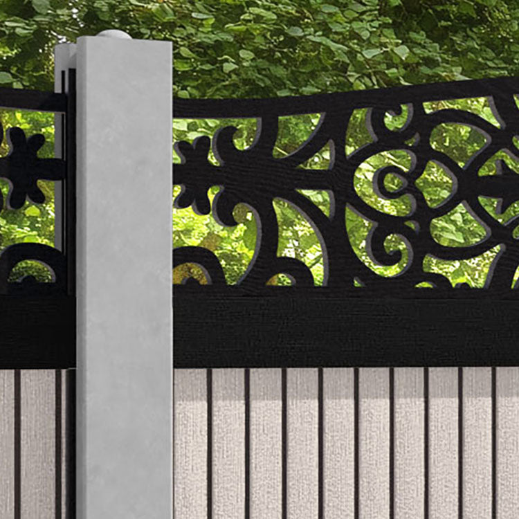 Virtis Windsor Curved Top Fence Panel - Mid Stone - for existing concrete posts