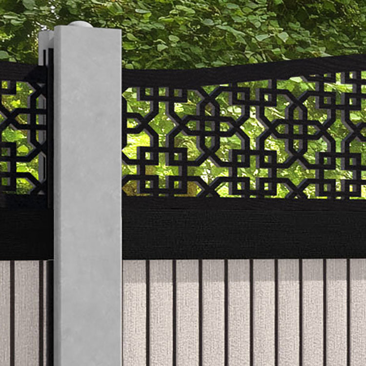 Virtis Zaria Curved Top Fence Panel - Mid Stone - for existing concrete posts
