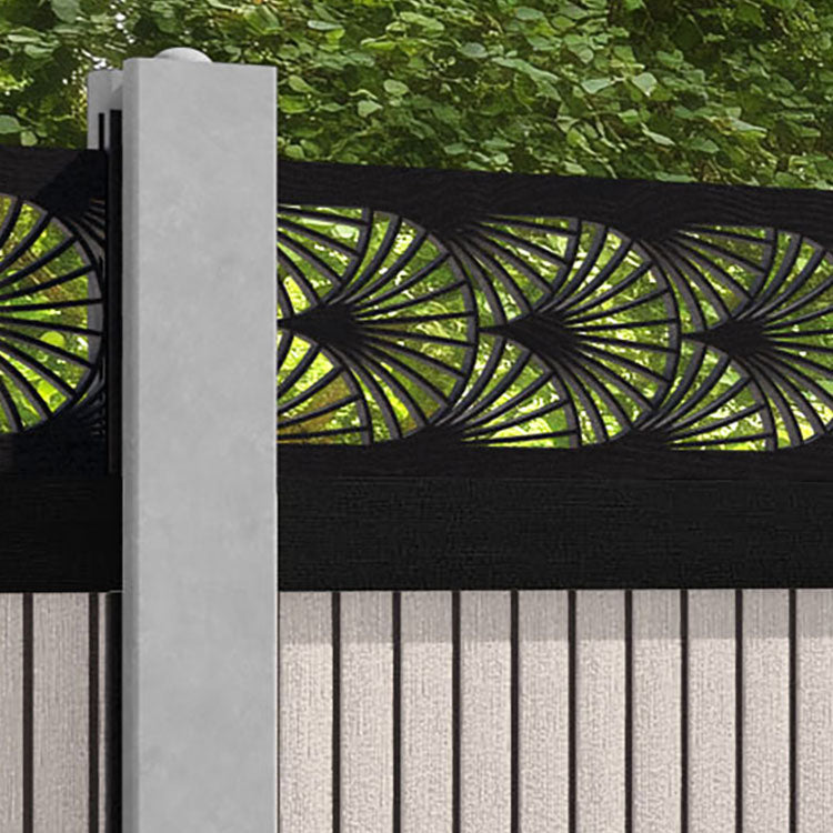 Virtis Laurel Fence Panel - Mid Stone - for existing concrete posts