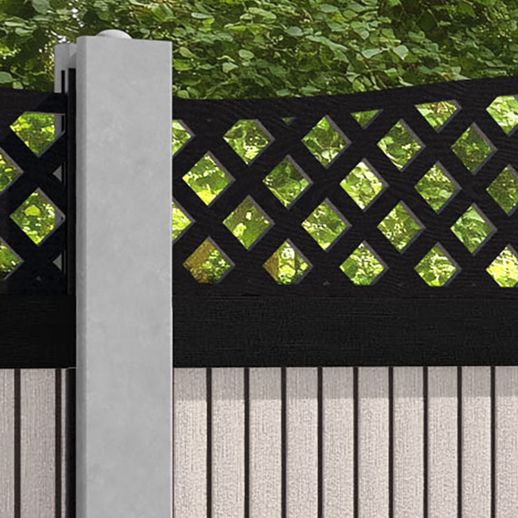 Virtis High Wave Fence Panel - Mid Stone - for existing concrete posts